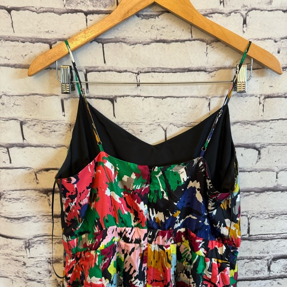 J.Crew Spaghetti-Strap Silk Dress Colorful Brushstroke Paint SZ 10 - Picture 4 of 5